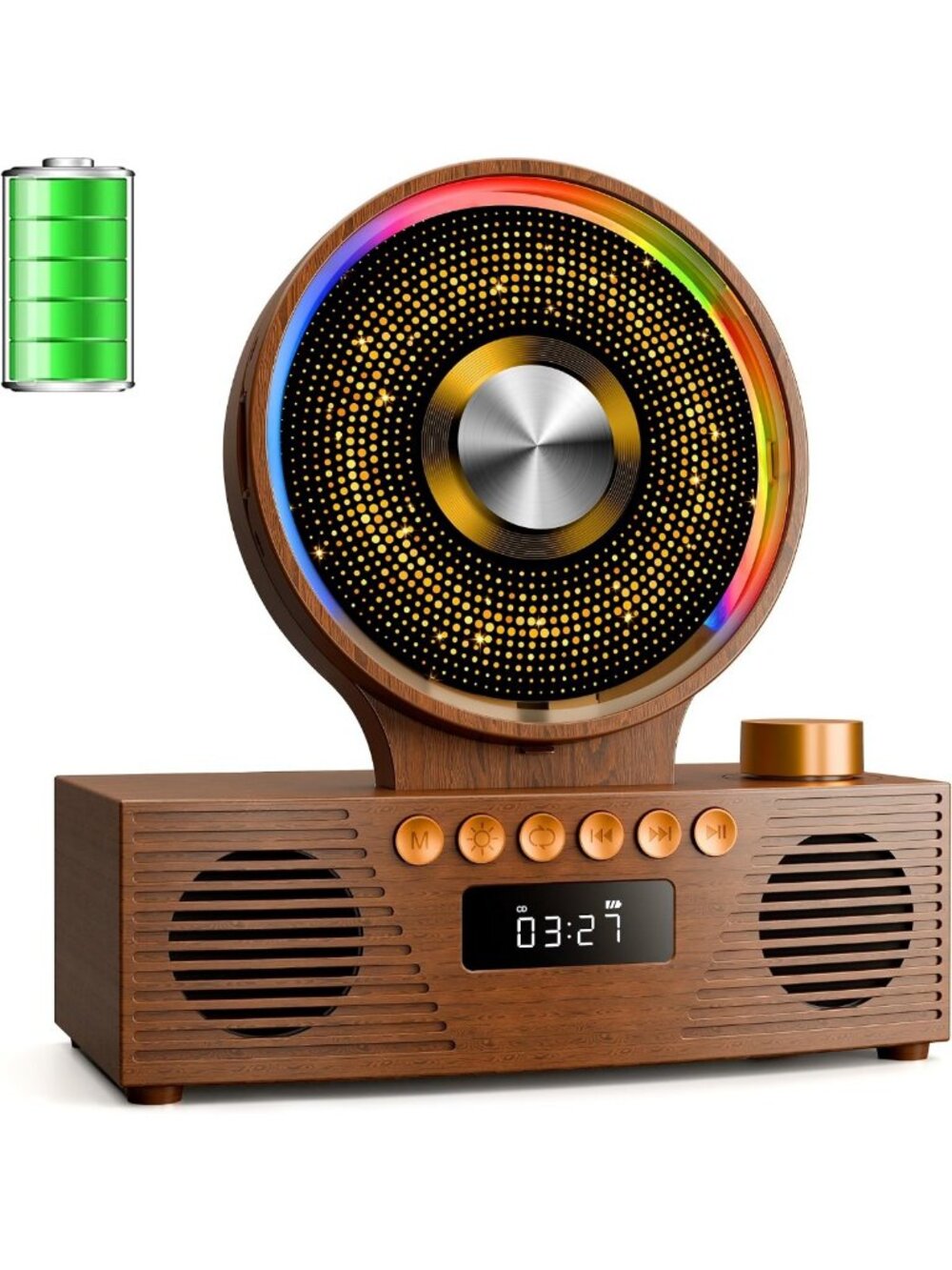 Bluetooth Portable CD Player, Rechargeable, Hi-Fi Sound, Compact & Lightweight